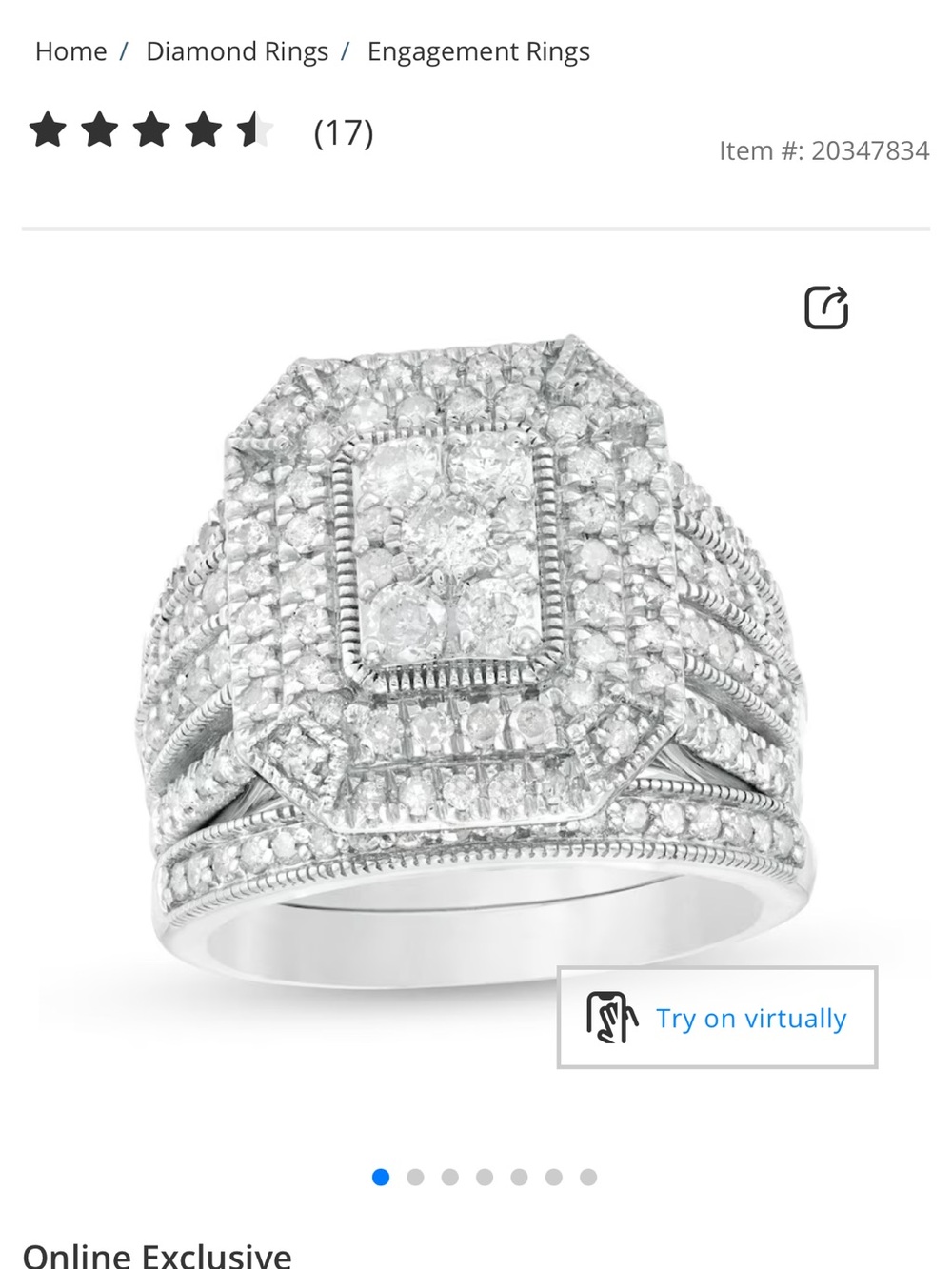 White Gold Multi-Row Diamond Cluster Statement Ring